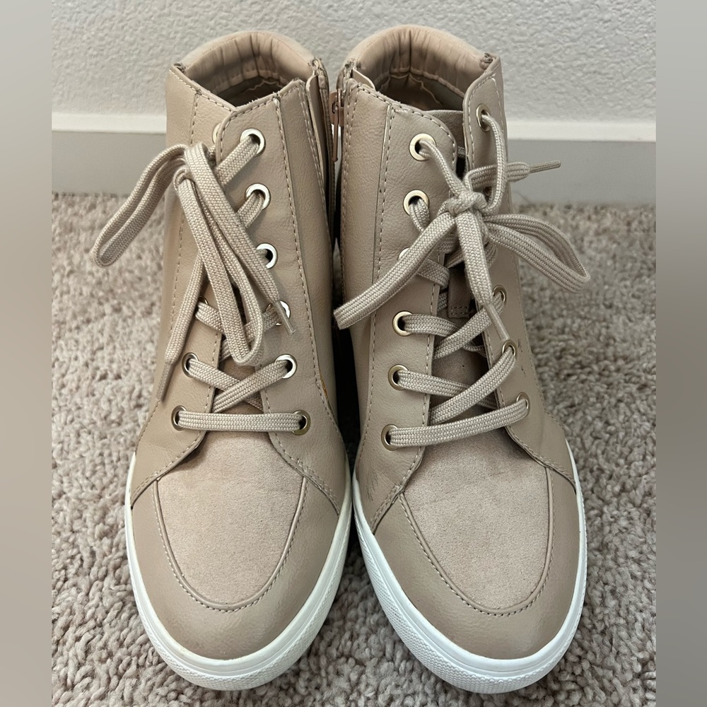 Aldo tan sneaker booties